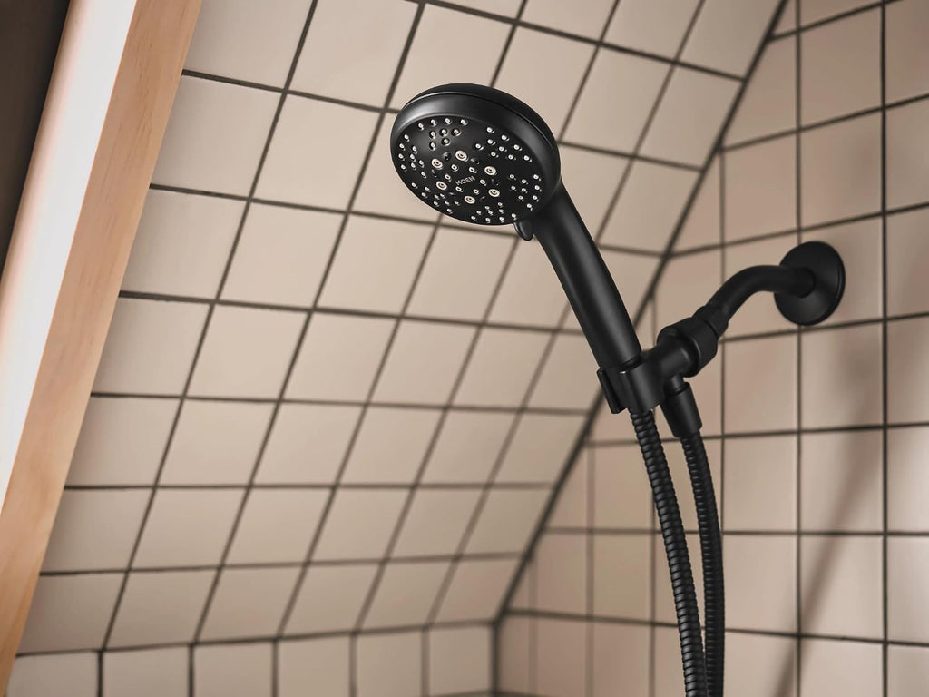 Moen 82775BL Beric Single-Handle Tub and Shower Faucet with Handshower and Metal Hose, Valve Included, IPS Tub Spout, Matte Black