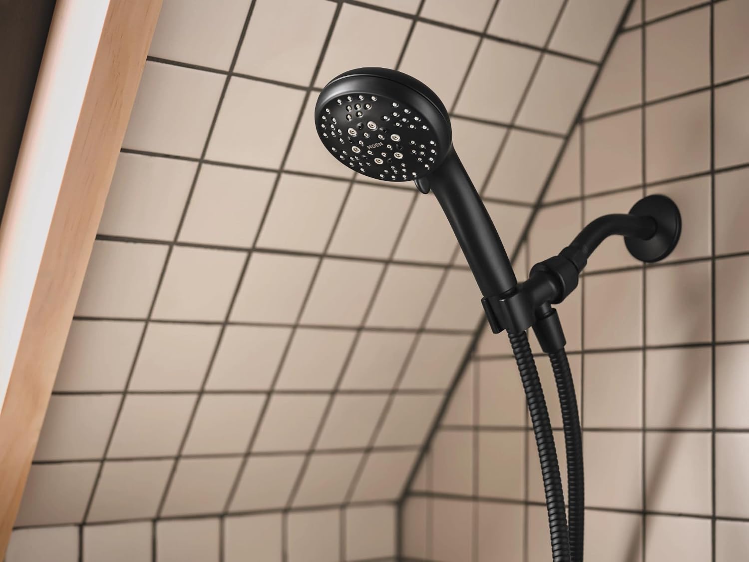 Moen 82775BL Beric Single-Handle Tub and Shower Faucet with Handshower and Metal Hose, Valve Included, IPS Tub Spout, Matte Black
