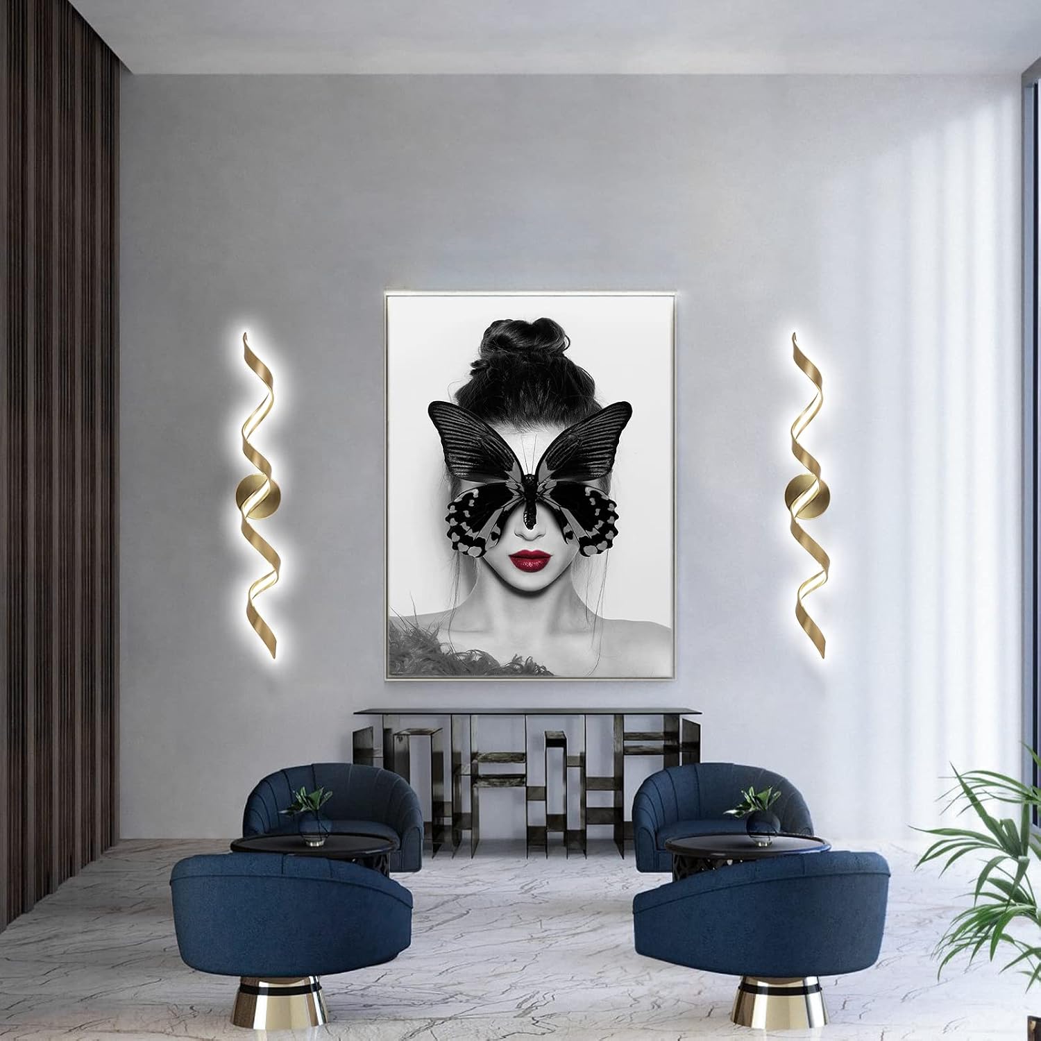 Dimmable Modern LED Bathroom Vanity Light 32 inch, 20W Spiral Design Gold Wall Light Fixtures for Bathroom, Living Room and Hallway, 6000K White Light