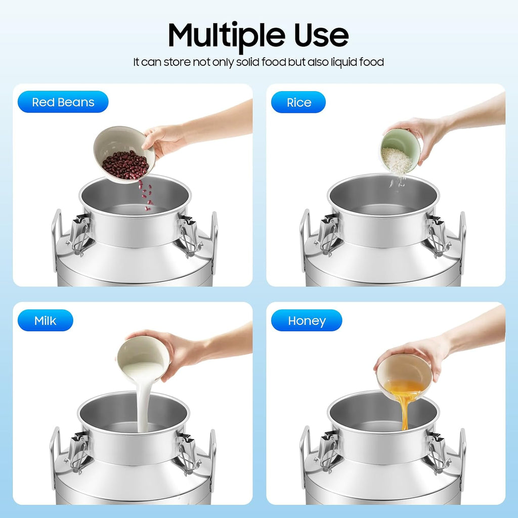 13 Gallon Stainless Steel Milk Can 50L Milk Jug | Food-grade Stainless Steel Container, Milk Bucket, Water Jug, Silicone Sealed Lid, Heavy Duty