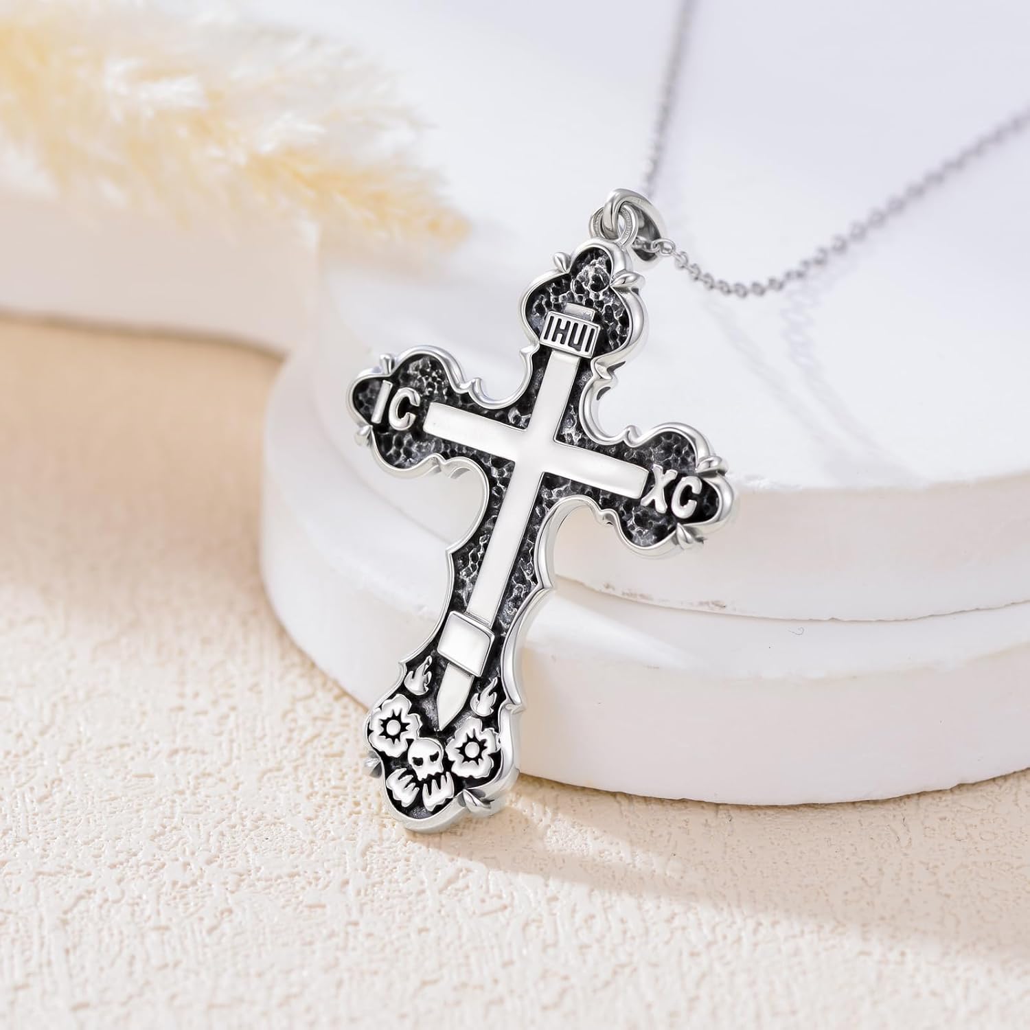 Real Sterling Silver Religious Necklace for Women, s925 Silver Cross Necklace Christian Religion Jewelry for Confirmation Baptism Ladies Mom, 18+2'