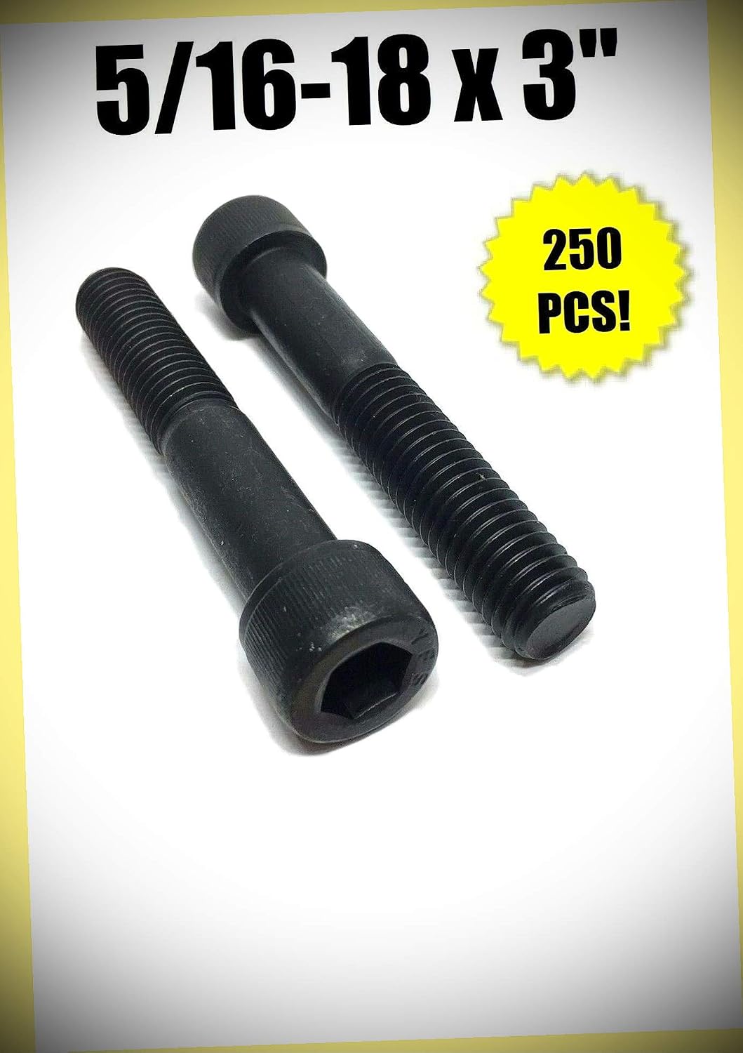 Package of 250 (pcs) 5/16-18 x 3' Socket Head Allen Cap Screw 12.9 Black Oxide/Plain Set #RD-3503FST Warranity by Pr-Mch
