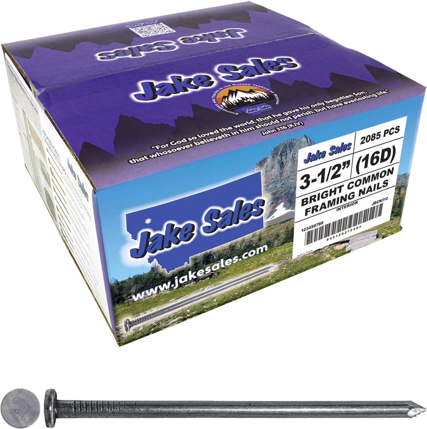 3-1/2 Inch Bright Common Nail (16D) 45 pounds ~2085 Nails. Good for general construction projects