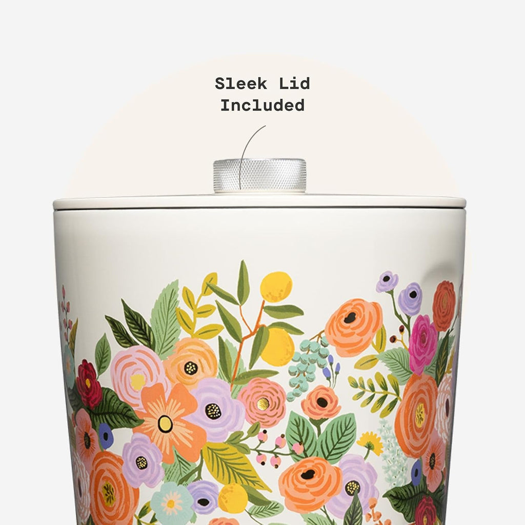 Corkcicle Insulated Ice Bucket with Lid - Stainless Steel - 100 oz - Garden Party Cream