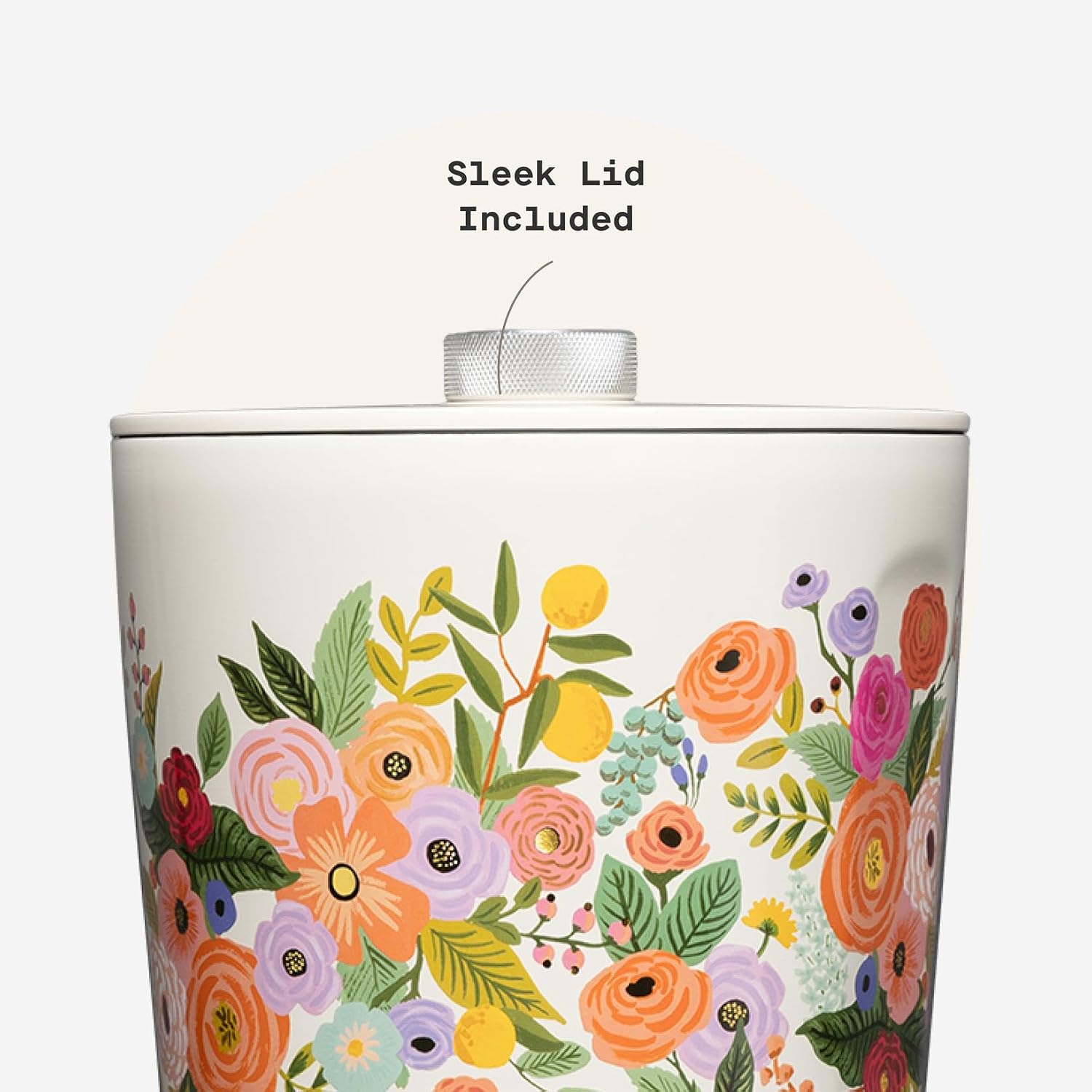 Corkcicle Insulated Ice Bucket with Lid - Stainless Steel - 100 oz - Garden Party Cream