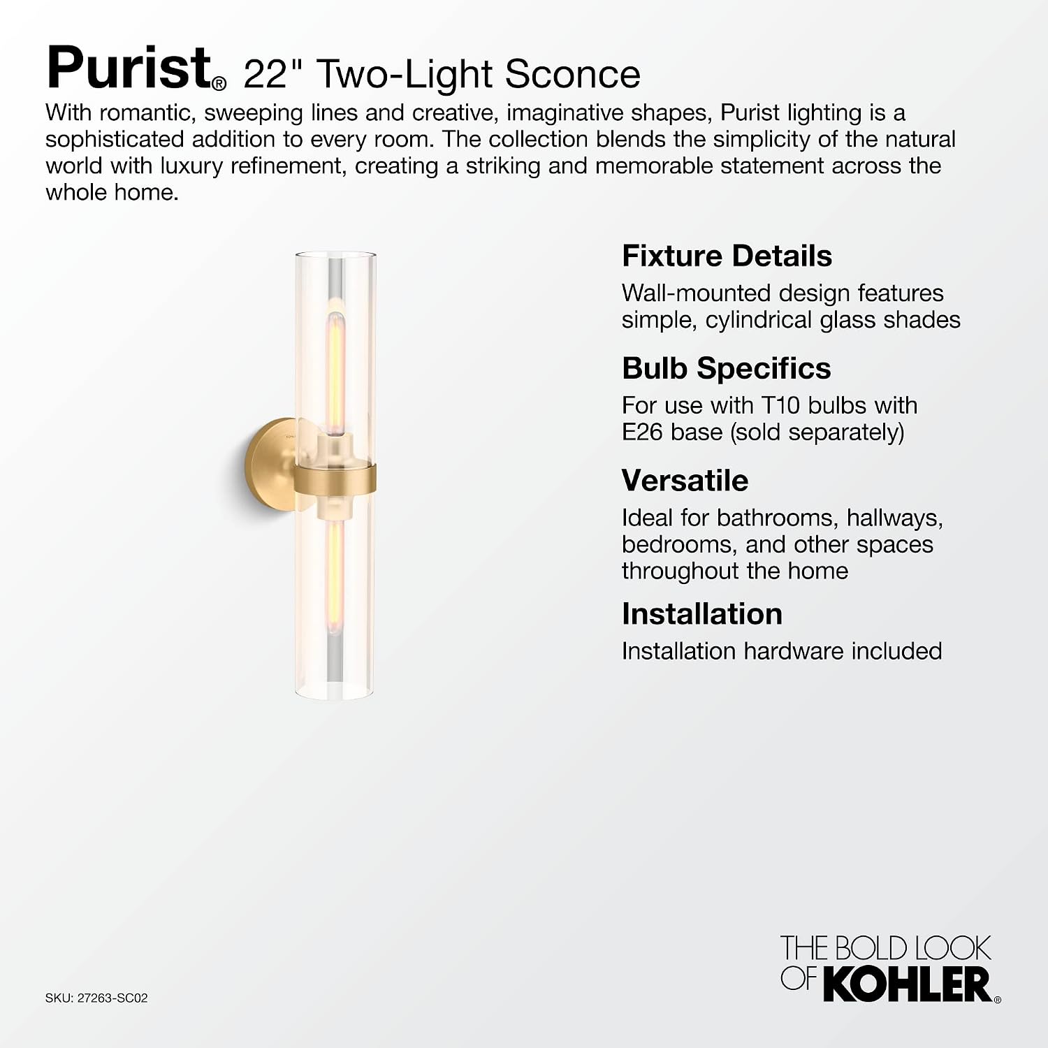 KOHLER PURIST® 2-LIGHT 22' SCONCE