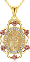 Sterling Silver St Michael/St Christopher/St Barbara/St Jude/St Dymphna/Virgin Mary Necklace Patron Saint Pendant Amulet Medal Religion Jewelry Gifts for Men Women