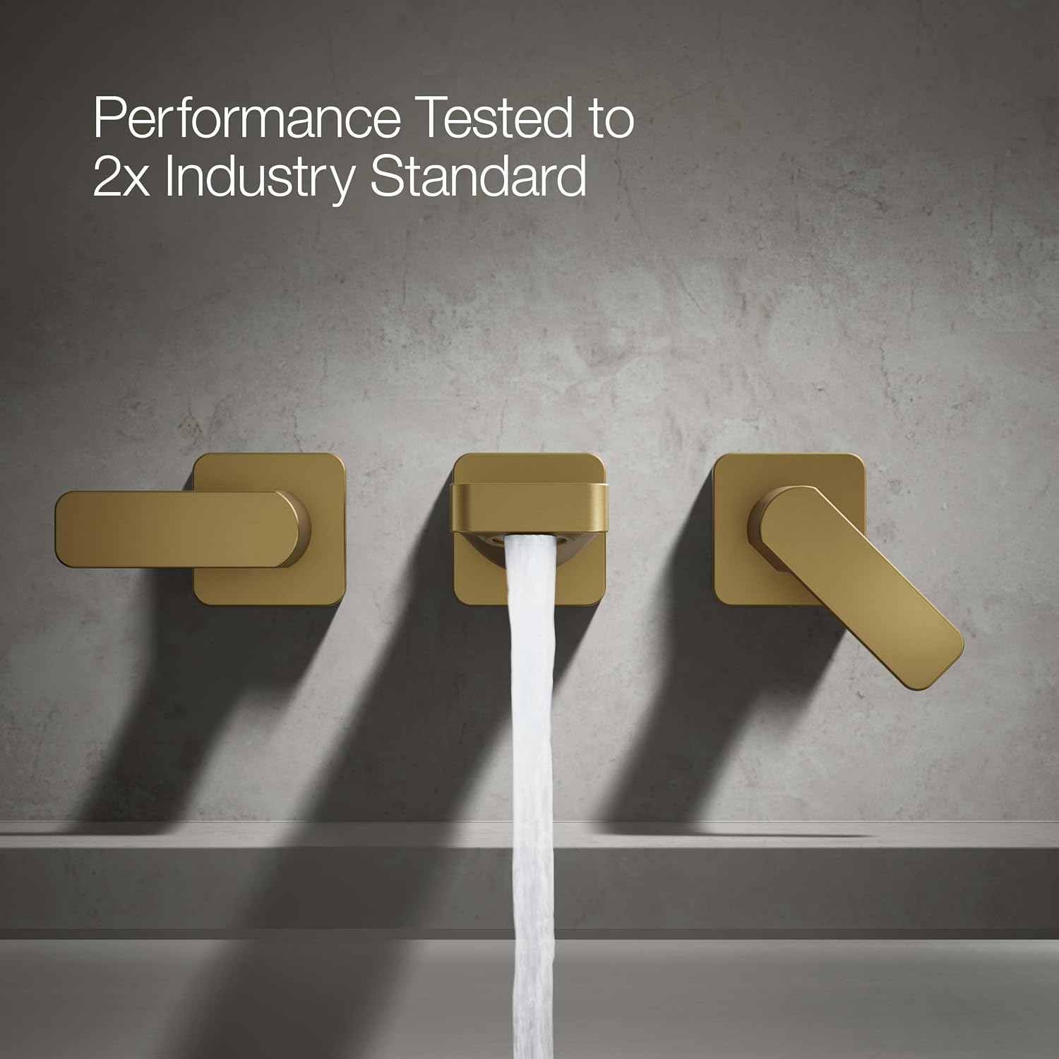 Kohler T23491-4-2MB Parallel Two-Handle Wall Mount Bath Faucet Trim with Lever Handles, Vibrant Brushed Moderne Brass