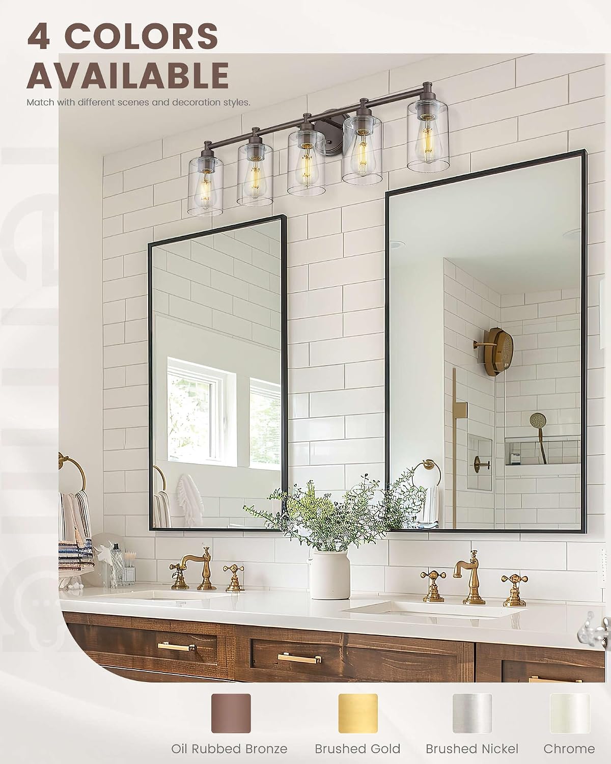 FEMILA 32' Bathroom Light Fixtures, Oil Rubbed Bronze Vanity Light, 5 Light Bathroom Lights Over Mirror, 4FYC56B-5W ORB
