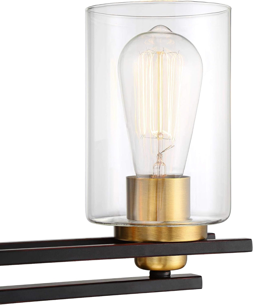 Possini Euro Design Demy Vintage Industrial Wall Mount Light Oil Rubbed Bronze Gold Hardwired 20' Wide 3-Light Fixture Clear Glass Cylinder Shade for Bathroom Vanity Mirror House Home Room Decor