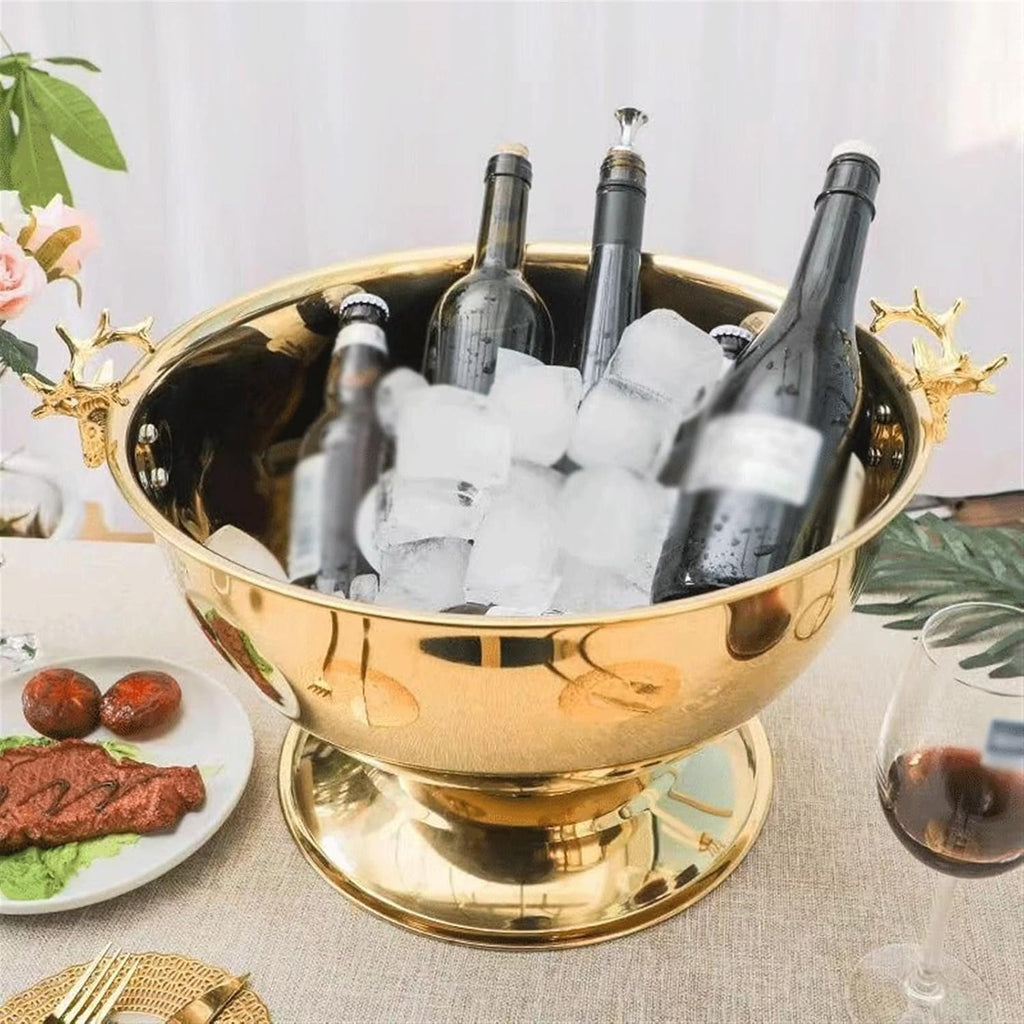 Ice Bucket Stainless Steel Champagne Basin Wine and Liquor Large Ice Bucket Large Ice Tray Bucket Ice Grain Bucket Bar Hotel Ktv Metal Ice Bucket Beverage Tub