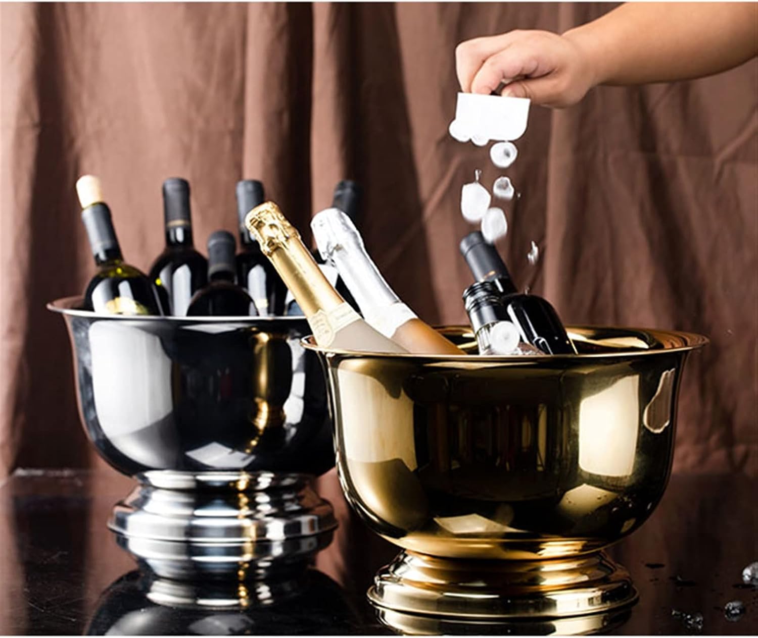 Ice Bucket Champagne Bucket Ice Bucket Stainless Steel Ice Wine Bucket Outdoor Champagne Bucket for Home Bar, Chilling Beer and Wine Ice Bucket Beverage Tub (Color : Brass)