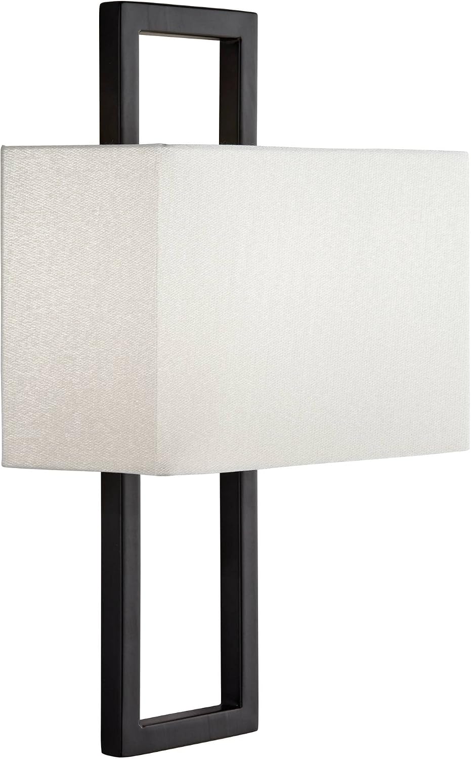 Possini Euro Design Modena Modern Wall Light Sconces Set of 2 Black Hardwired 9 1/2' Fixture Shimmery Silvery Faux Silk Half Shade for Bedroom Bathroom Vanity Living Room Home Hallway Dining House