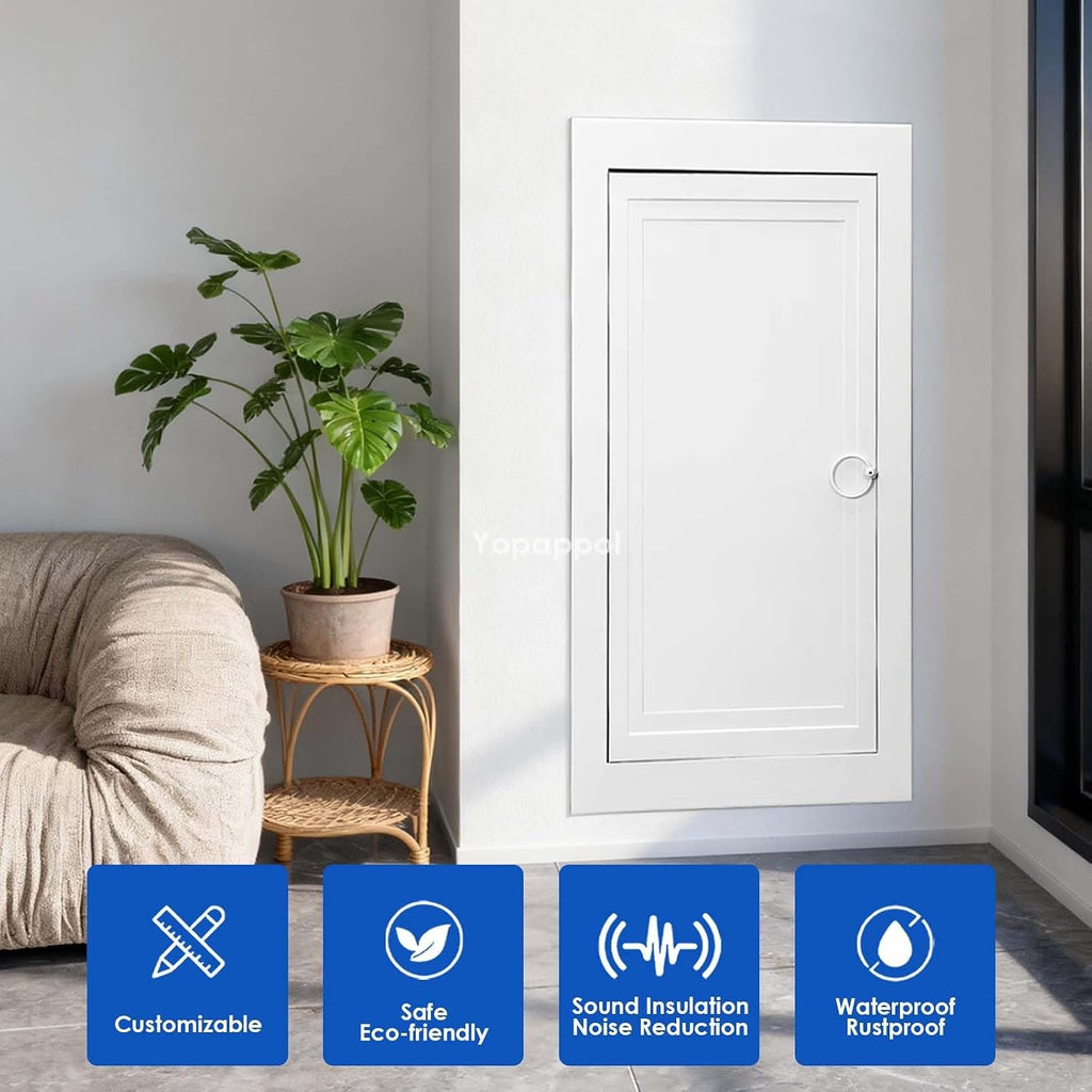 Metal Access Door for Drywall, Heavy Duty Aluminum Hinged Panel - White Waterproof Meter Box, Fuse Cover for Wall, Ceiling Plumbing & Cables(22x48in/56x122cm)