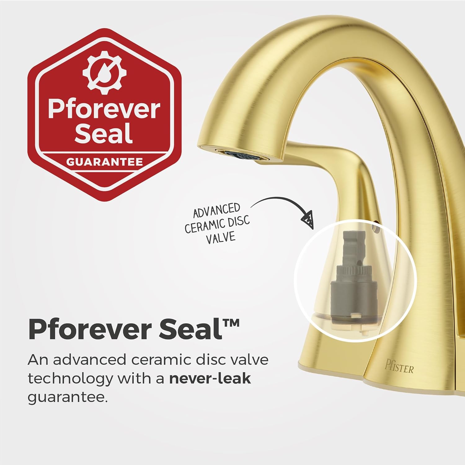 Pfister Willa Bathroom Sink Faucet 4 inch Centerset 2-Handle 3-Hole Vanity Faucet NSF Certified Brushed Gold Finish with Push & Seal Drain and TiteSeal Mounting Technology LF048MALBG