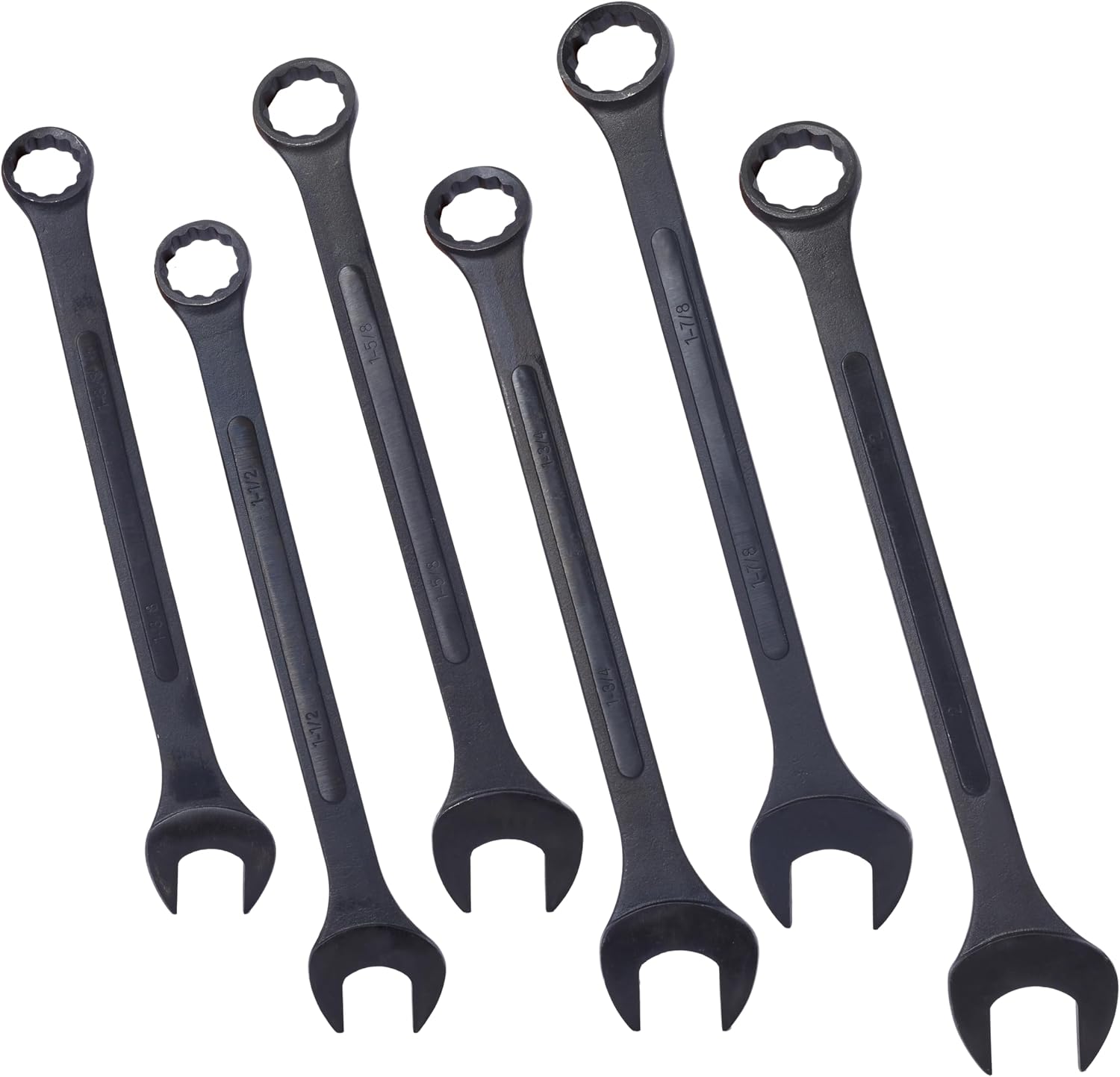 Jumbo Combination Wrench Set | 6 Piece | SAE | 1-3/8' to 2' | Open End | Storage Bag Included | for Professional Mechanic Use – Large Wrench Set