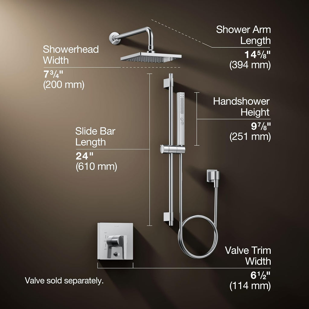 Kohler K-26273-Y-CP Honesty Shower Kit with Showerhead, Handshower, and Trim, 2.5 gpm, Polished Chrome