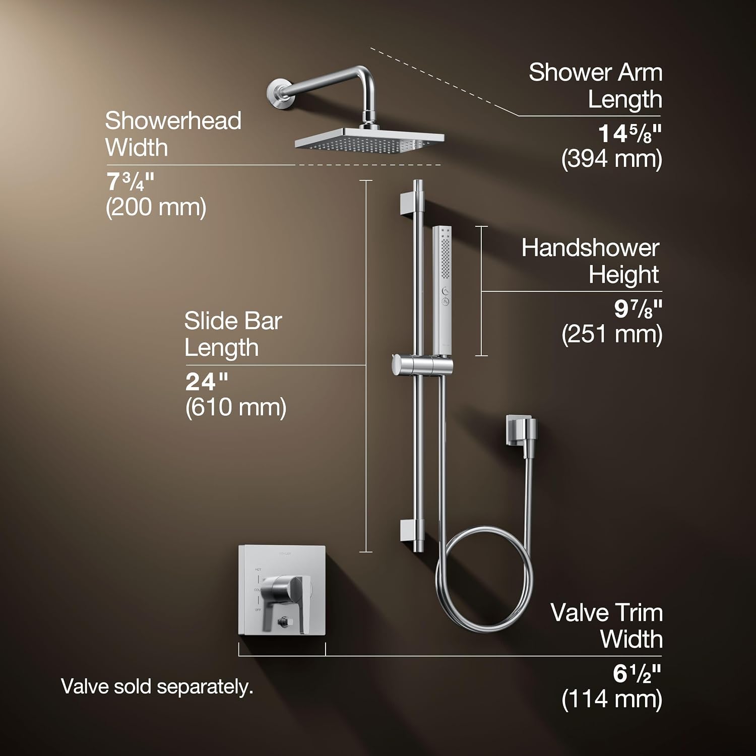 Kohler K-26273-Y-CP Honesty Shower Kit with Showerhead, Handshower, and Trim, 2.5 gpm, Polished Chrome