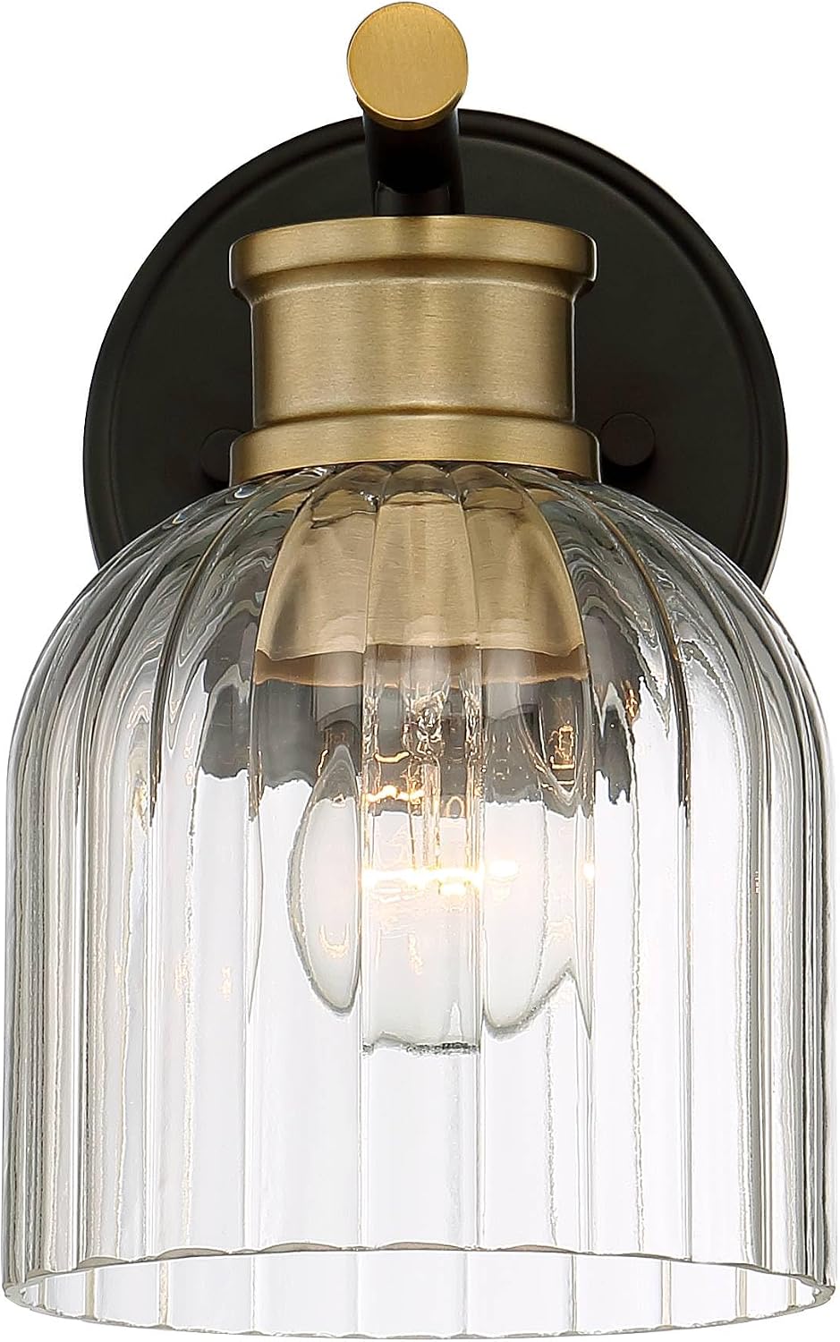 Stiffel Lana 9' High Modern Industrial Wall Sconce Light Lamp Fixture Mount Set of 2 Bathroom Bedroom Bedside Living Room Hardwired Cordless Black Gold Warm Brass Glass Shade Indoor Kitchen Hallway