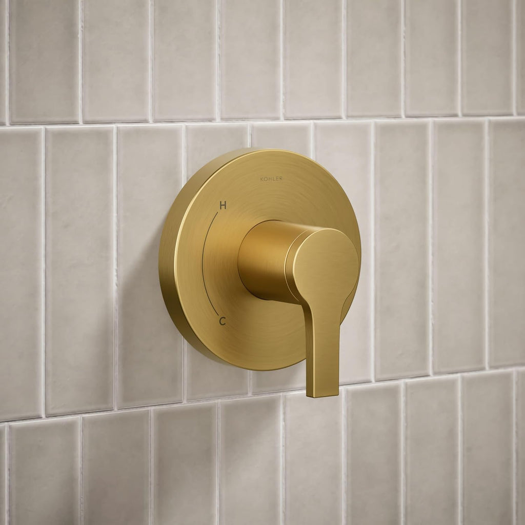 KOHLER TS35321-4G-2MB, Elate Rite-Temp Shower Trim with Single Function 1.75 GPM Showerhead, Vibrant Brushed Moderne Brass, Efficient Water Flow, Luxurious Shower Experience