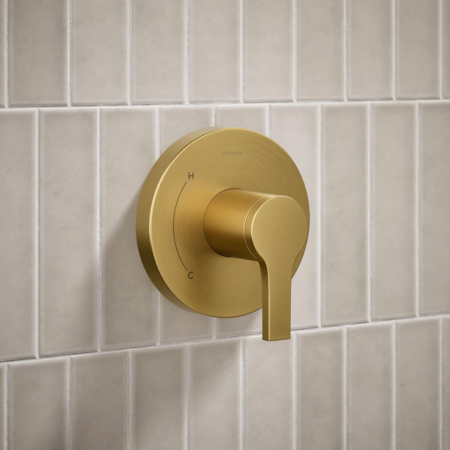 KOHLER TS35321-4G-2MB, Elate Rite-Temp Shower Trim with Single Function 1.75 GPM Showerhead, Vibrant Brushed Moderne Brass, Efficient Water Flow, Luxurious Shower Experience