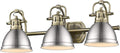 Golden Lighting 3602-BA3 AB-PW Duncan Bath Vanity, Transitional, Aged Brass with Pewter Shades