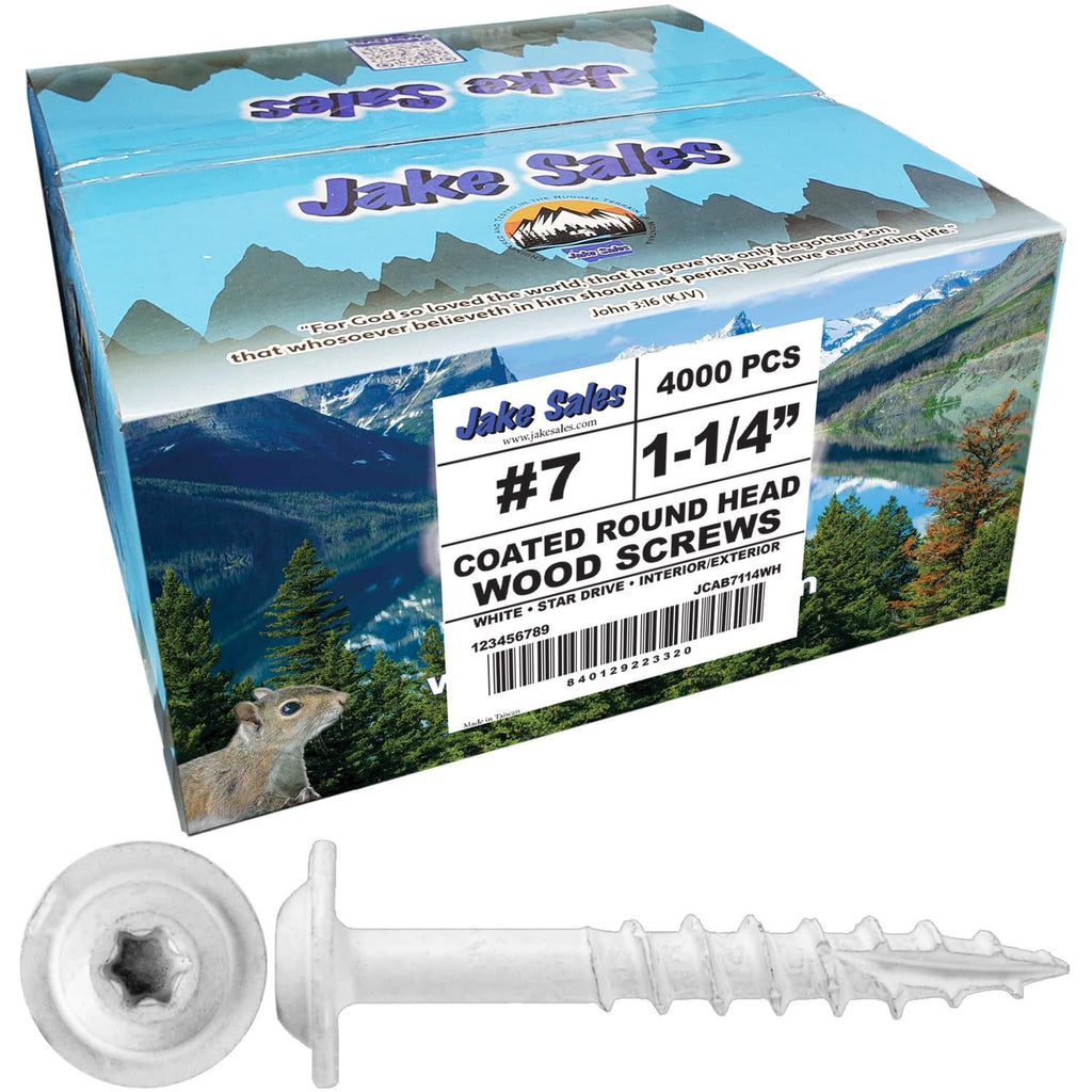 Jake Sales Round Washer Head 7 x 1-1/4' White - Full Box ~4000 Screws