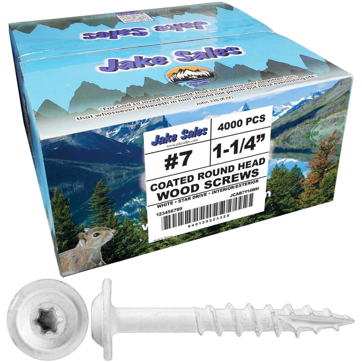 Jake Sales Round Washer Head 7 x 1-1/4' White - Full Box ~4000 Screws