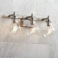 Possini Euro Design Danvers Modern Wall Mount Light Brushed Nickel Silver Hardwired 21' Wide 3-Light Fixture Clear Glass Globe Shade for Bathroom Vanity Mirror House Home Room Decor