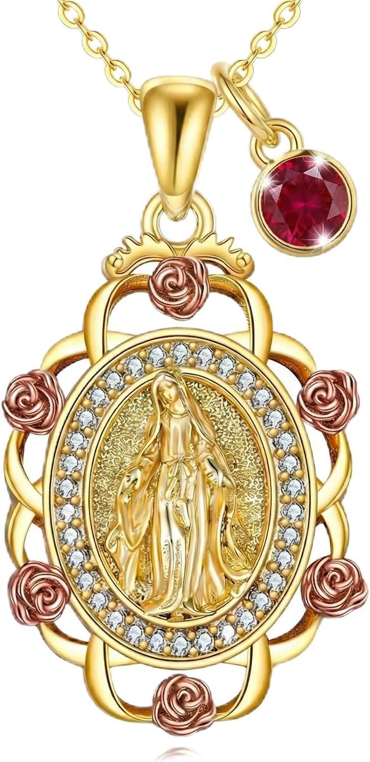 Sterling Silver St Michael/St Christopher/St Barbara/St Jude/St Dymphna/Virgin Mary Necklace Patron Saint Pendant Amulet Medal Religion Jewelry Gifts for Men Women