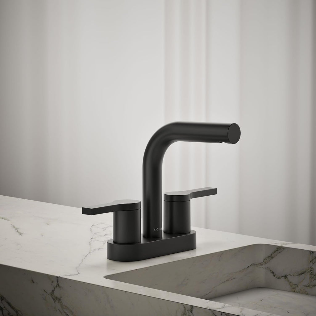 KOHLER K-33591-4-BL Elate® Centerset Bathroom Sink Faucet, Bathroom Faucets, 1.2 GPM, Matte Black