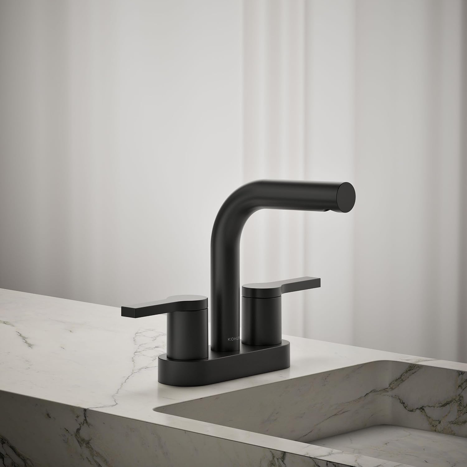 KOHLER K-33591-4-BL Elate® Centerset Bathroom Sink Faucet, Bathroom Faucets, 1.2 GPM, Matte Black