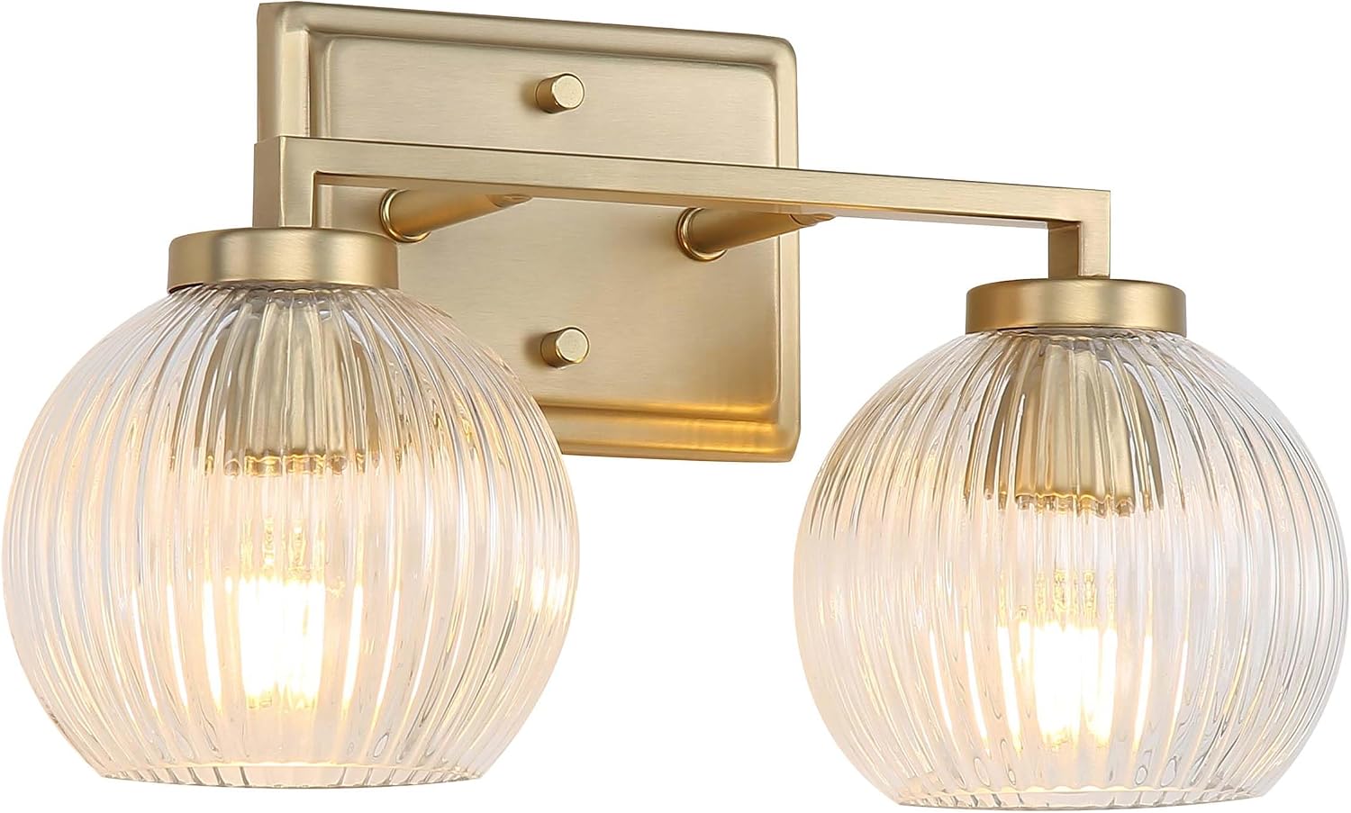 Elliott 2-Light Vanity Light in Brushed Champagne Bronze with Ribbed Clear Shade