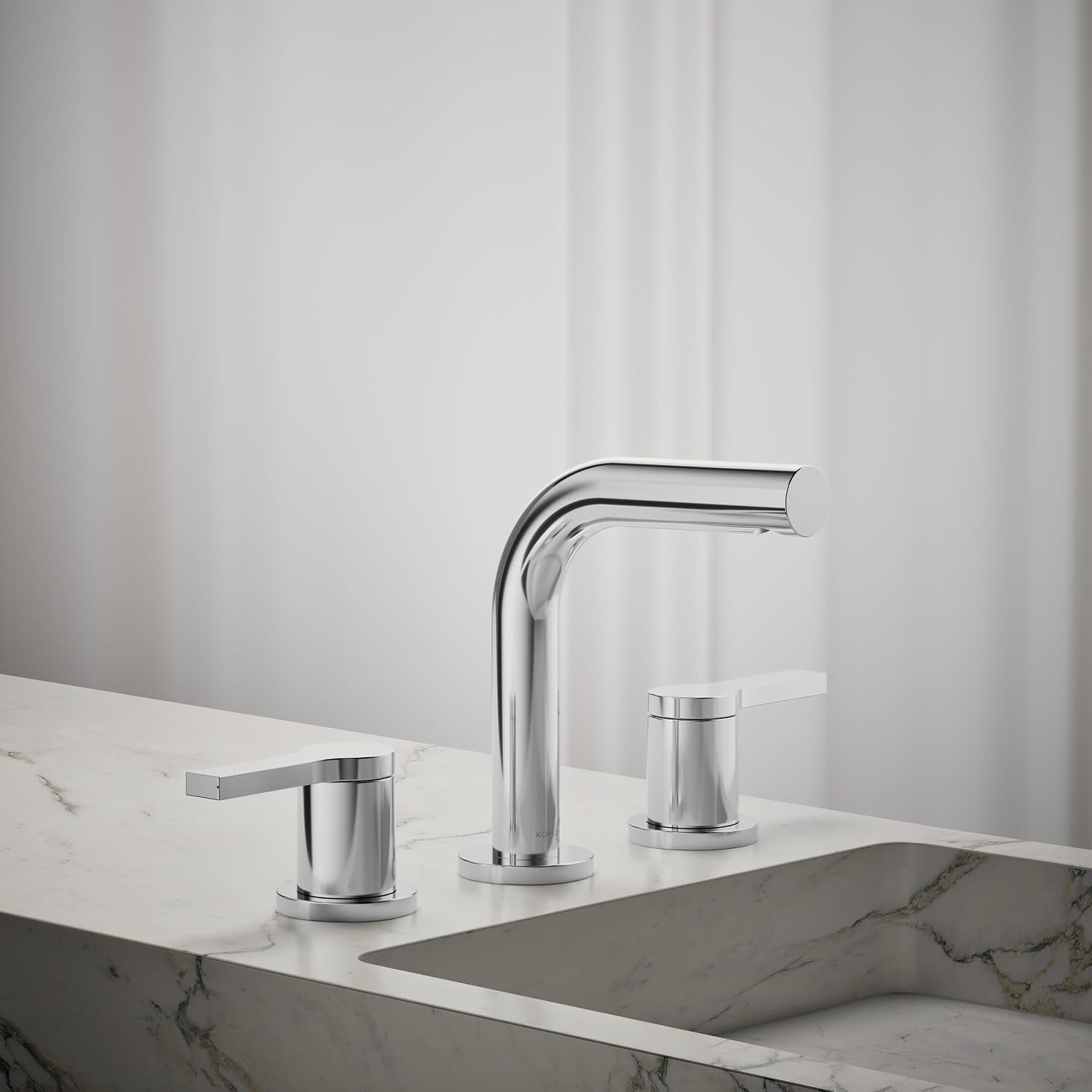 KOHLER K-33592-4K-CP Elate® Widespread Bathroom Sink Faucet, Durable Brass Bathroom Faucets, Sleek Finish, 1.0 GPM, Polished Chrome
