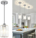 3 Pack Chrome Pendant Lights Kitchen Island, Modern Crystal Kitchen Pendant Lighting Over Island Adjustable Hanging Dining Room Light Fixtures Mini Pendant Light for Bathroom Hallway Bedroom Foyer
