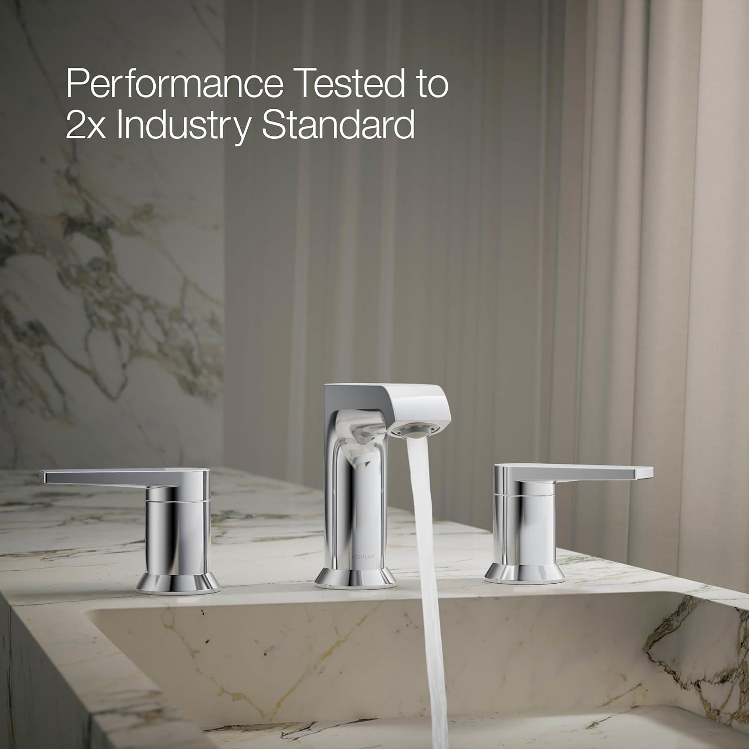 Kohler K-37893-4-CP Hint® Widespread Bathroom Sink Faucet, Bathroom Faucets, 1.2 GPM, Polished Chrome