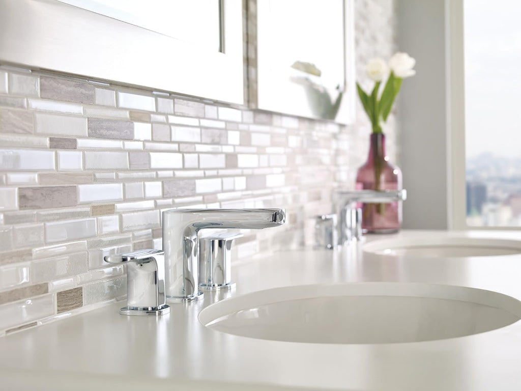 Moen Rizon Chrome Two-Handle Widespread Bathroom Faucet, Valve Required, T6920