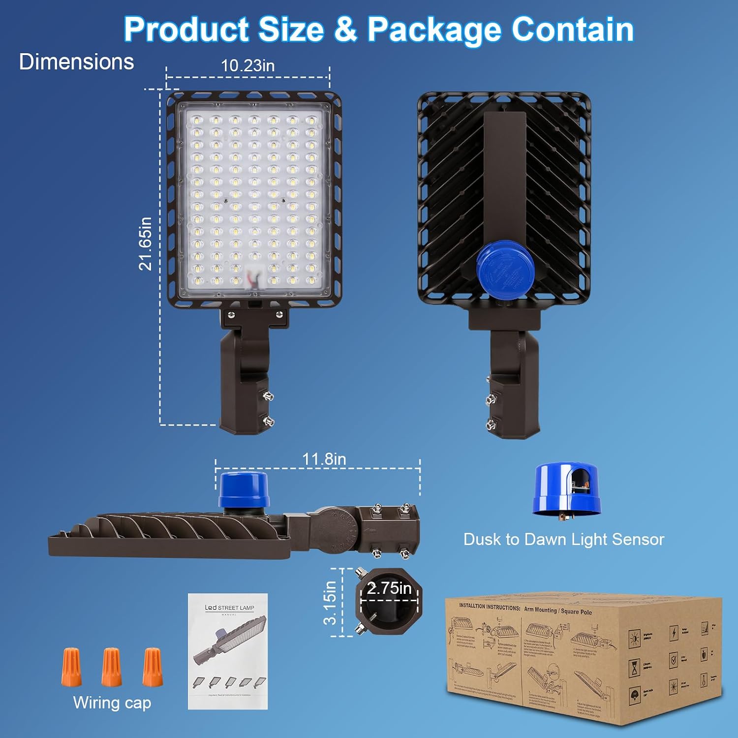 240W Parking Lot Light 36000LM 5000K Dusk to Dawn Pole Mount 3Pack | IP65 Watreproof, 180° Adjustable Bracket 100-277V Commercial LED Shoebox Light for Warehouse, Barn, Driveway