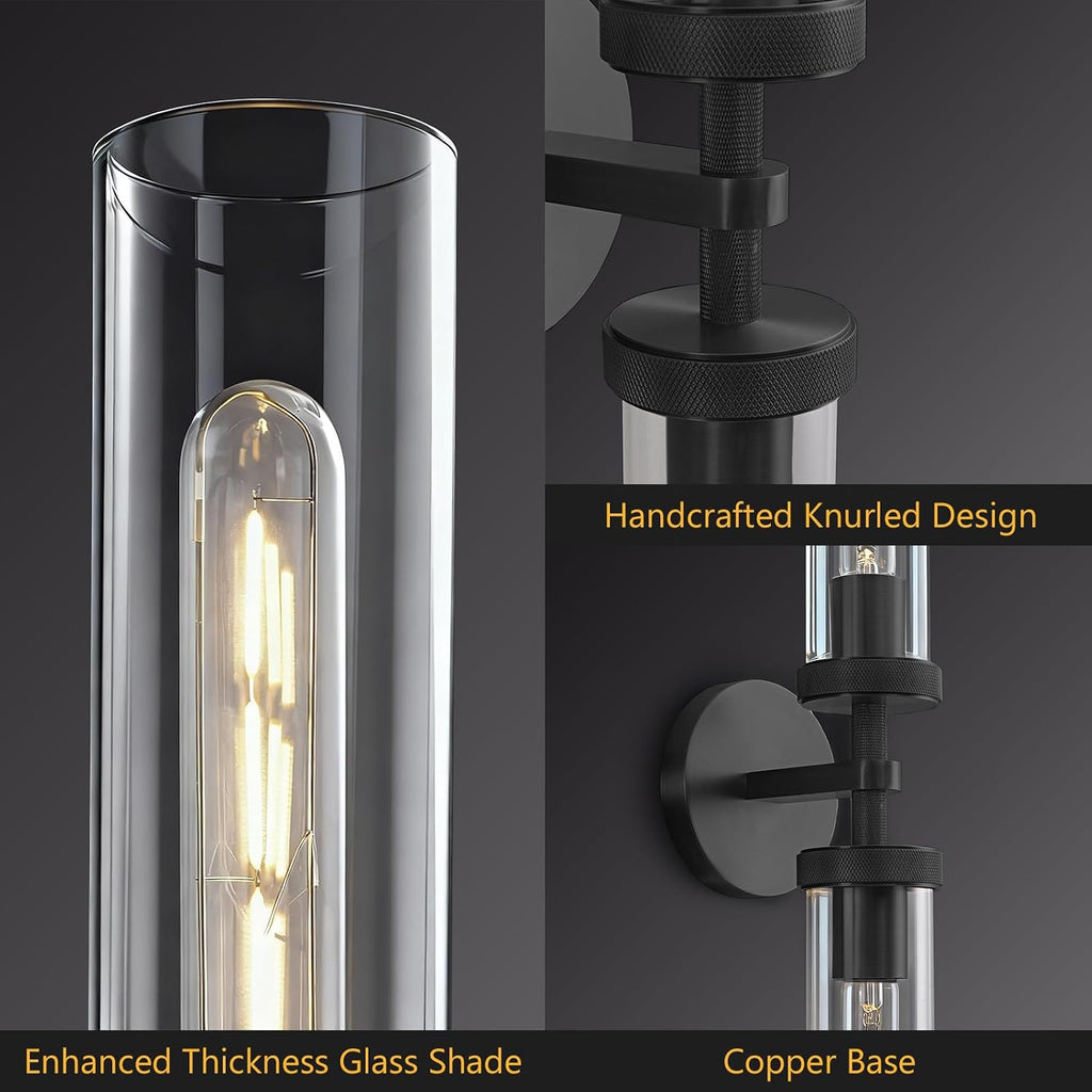 30 inch Bathroom Sconce Hardwired, Modern Bathroom Wall Sconce 2 Lights Vantiy Sconce Bathroom Vanity Light,Black Sconce for Mirror, Living Room, Bedroom, Hallway (E26 Bulb Included)