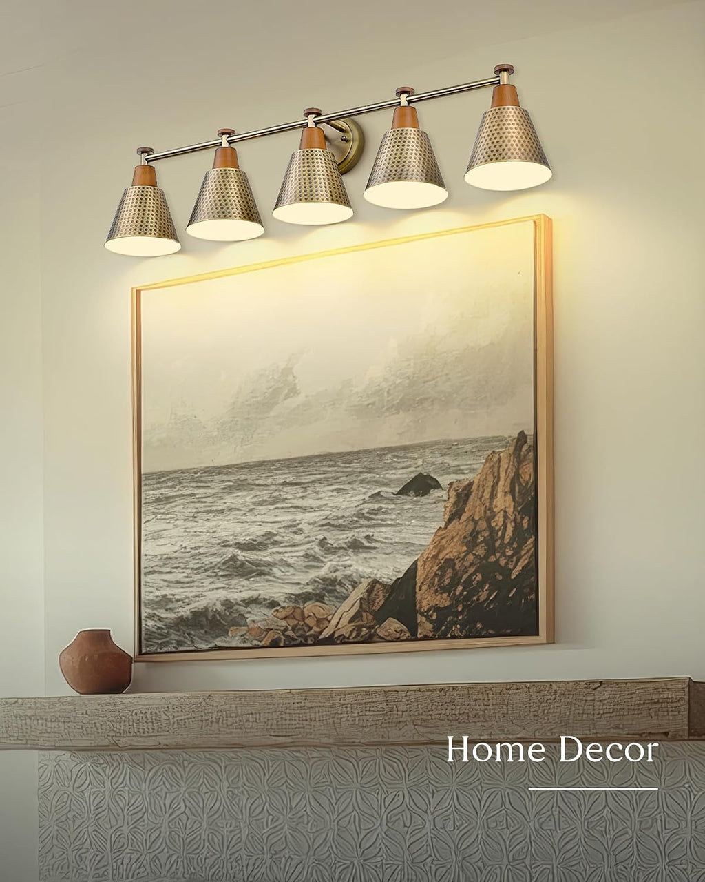 FEMILA Bathroom Light Fixtures, Modern Bathroom Vanity Light with Hammered Metal Shade, Sconces Wall Lighting for Mirror Kitchen Bedroom, Gold, 37'