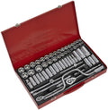 Sealey AK694 6 Point Walldrive-Duometric Socket Set, 3/8'/1/2' Square Drive, 64 Pieces