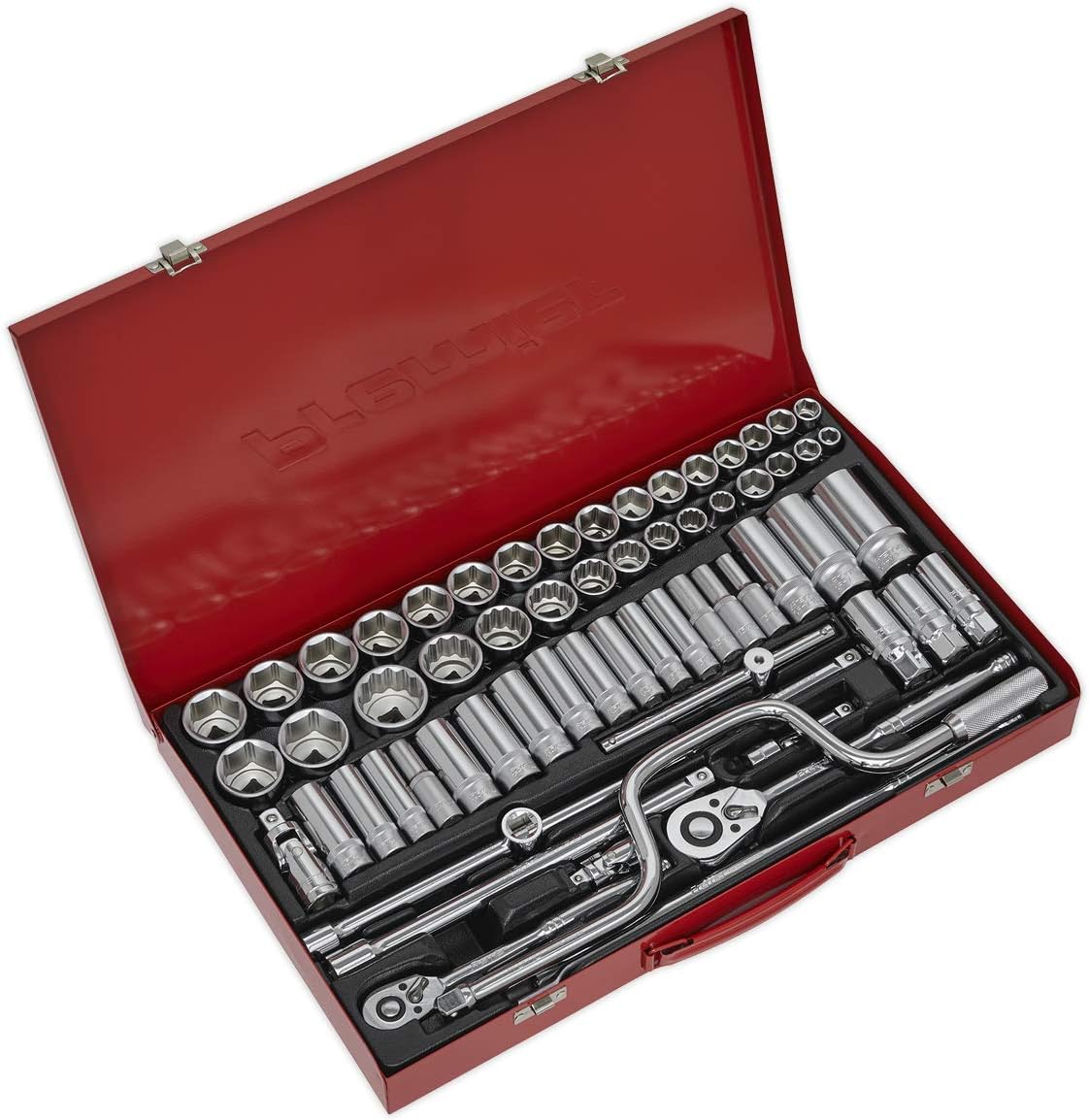 Sealey AK694 6 Point Walldrive-Duometric Socket Set, 3/8'/1/2' Square Drive, 64 Pieces