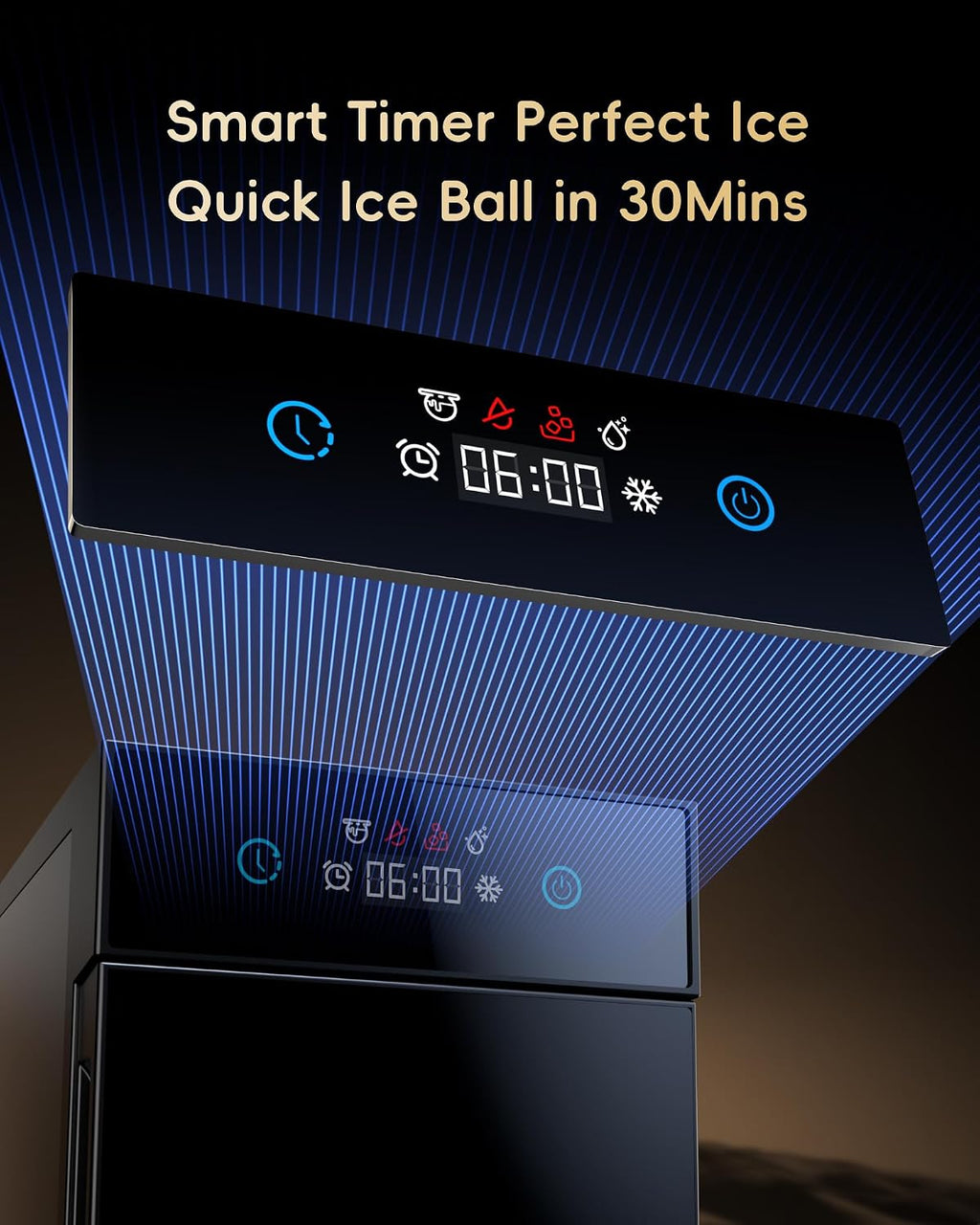 ecozy 2.1' Clear Ice Ball Maker Countertop with CrystalFlux Technology, Minimal Footprint Sphere Ice Maker with 8H Timer, 1 pc in 30 Mins, 48 pcs/Day, Self-Cleaning for Home Bar Whiskey & Bourbon
