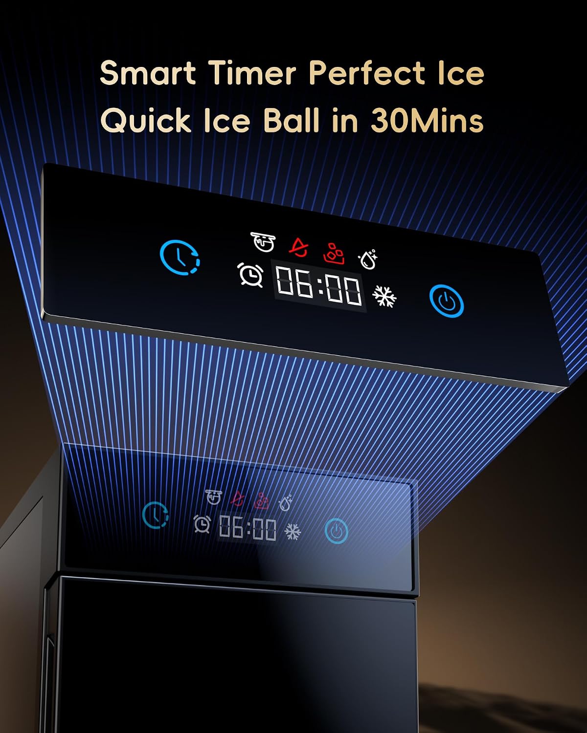 ecozy 2.1' Clear Ice Ball Maker Countertop with CrystalFlux Technology, Minimal Footprint Sphere Ice Maker with 8H Timer, 1 pc in 30 Mins, 48 pcs/Day, Self-Cleaning for Home Bar Whiskey & Bourbon