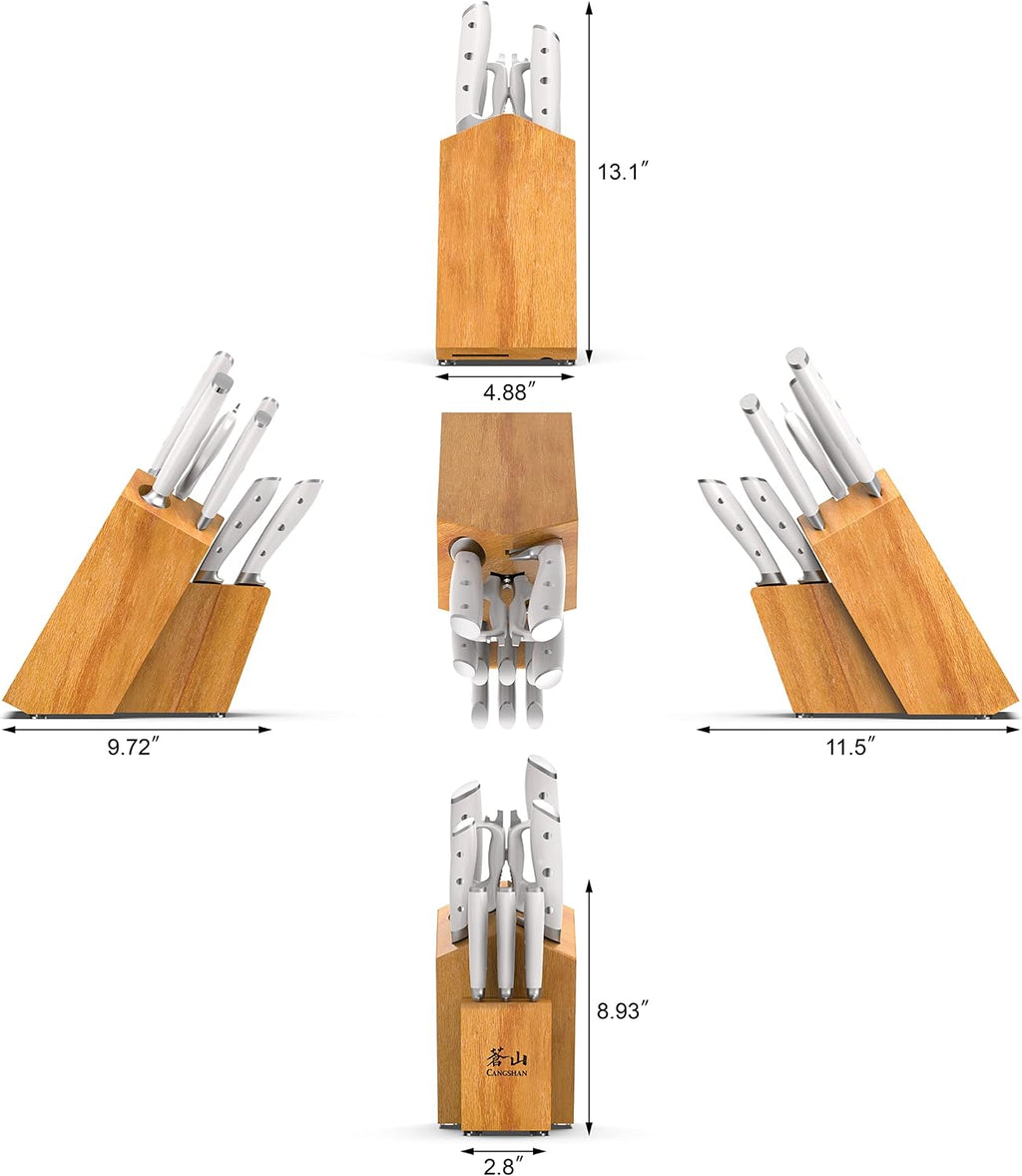 Cangshan Alps Series 1026665 German Steel Forged 12-Piece Knife Block Set, Acacia (White)