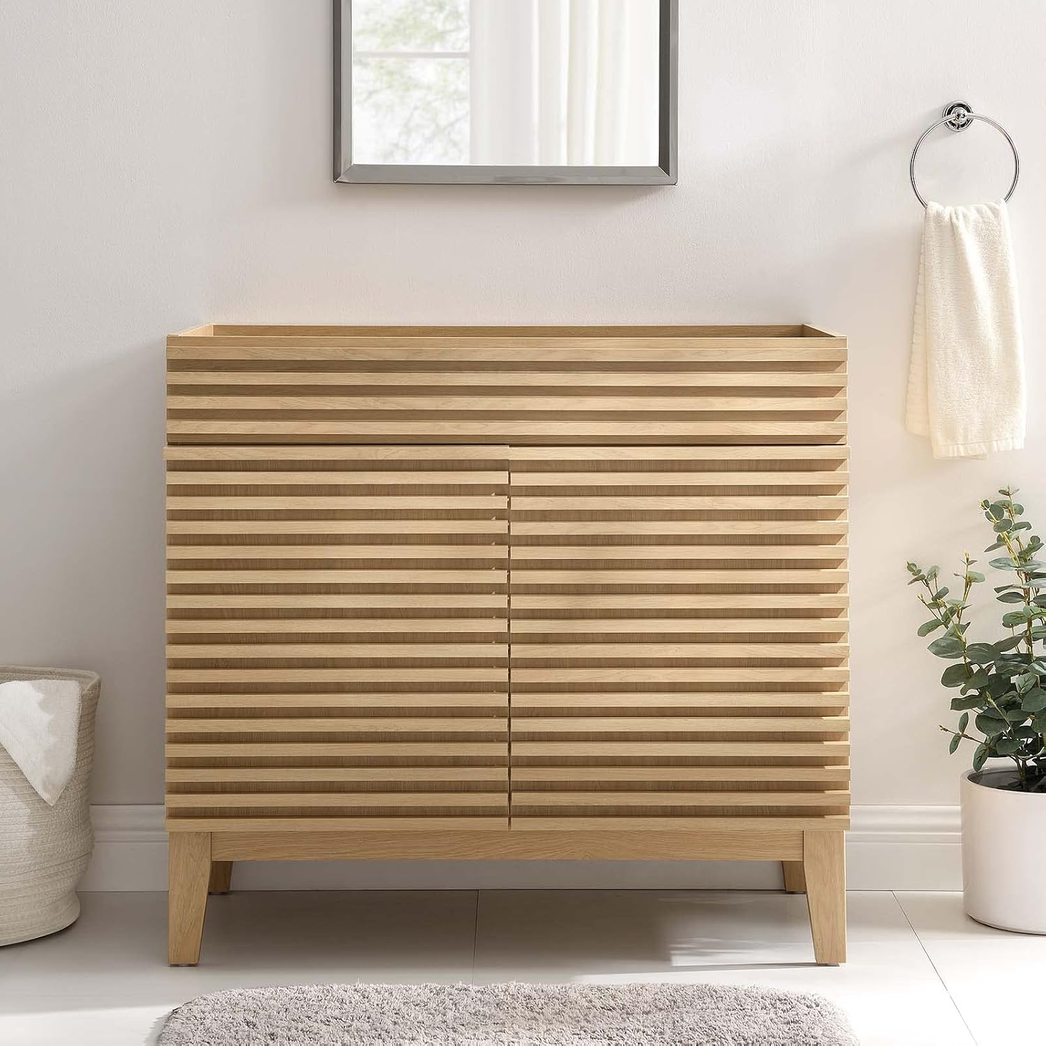Modway Render 36' Bathroom Vanity Cabinet in Oak - Sink Basin Not Included
