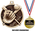 Softball Medals - 1 1/2' Gold Softball Medals, Great Kids Softball Awards with Custom Engraving Prime
