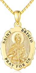 14K Gold Saint Medal Necklace for Women, Catholic Patron Saint Pendant Necklace, Christian Religious Jewelry Gift for Confirmation Baptism Communion Christmas Birthday