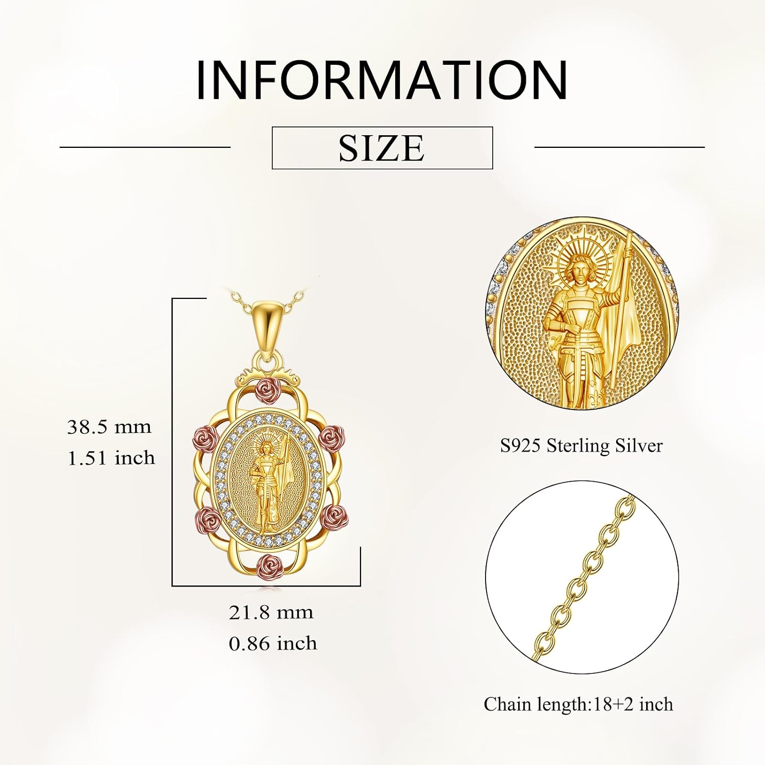 Sterling Silver St Michael/St Christopher/St Barbara/St Jude/St Dymphna/Virgin Mary Necklace Patron Saint Pendant Amulet Medal Religion Jewelry Gifts for Men Women