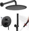 Airuida Shower Faucet Set, Bathtub Faucet Set with 12 Inch Rain Shower Head and Valve,2 Functions Tub Shower Faucet Set for Bathroom-Matte Black